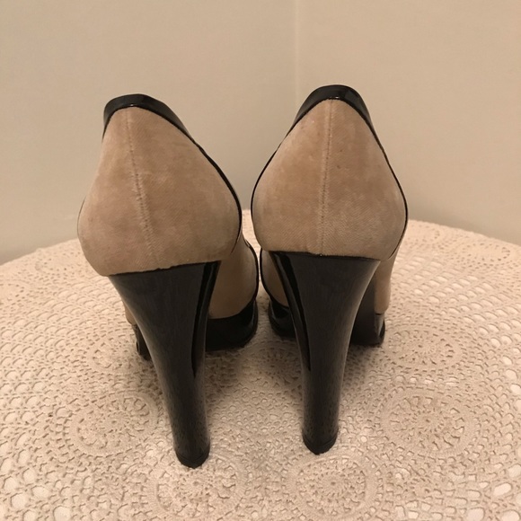 Yves Saint Laurent Loafer Platform Heels Nude & Black Size 10 - Picture 4 of 8